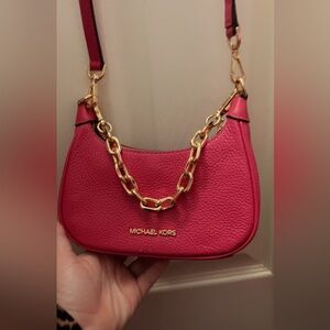 Michael Kors Pink Leather Shoulder Bag with Gold Chain brand new!
